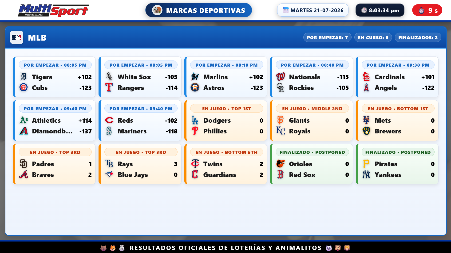 Pantalla de Deportes